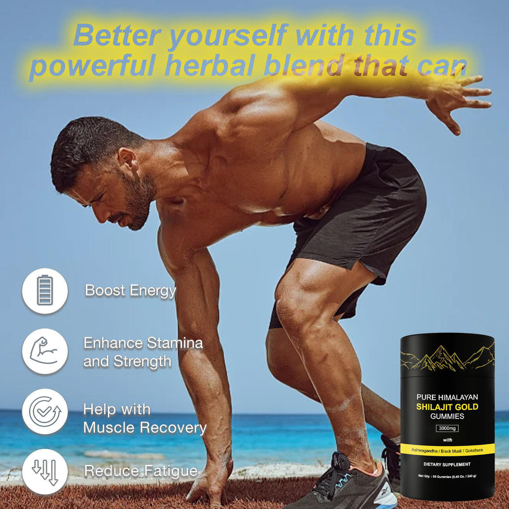 Himalayan Gold Shilajit Gummies Ashwagandha Extract 85 Trace Minerals Fulvic Acid Antioxidant 60 Count