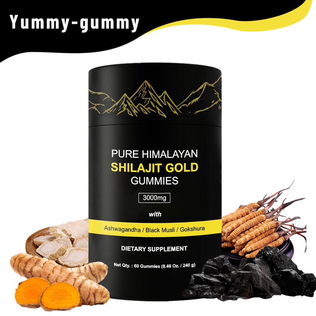 Himalayan Gold Shilajit Gummies Ashwagandha Extract 85 Trace Minerals Fulvic Acid Antioxidant 60 Count