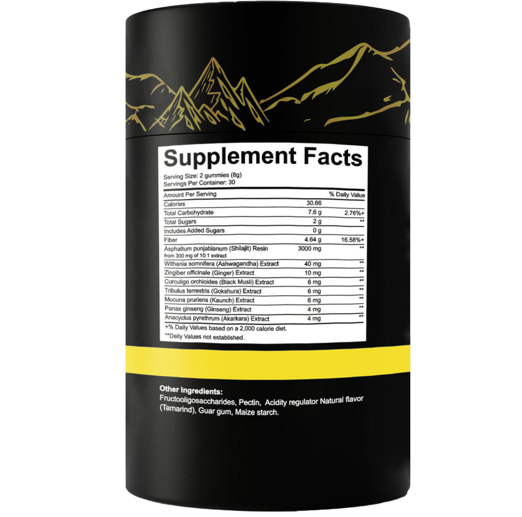 Himalayan Gold Shilajit Gummies Ashwagandha Extract 85 Trace Minerals Fulvic Acid Antioxidant 60 Count